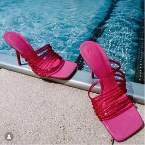 BLOGGER'S FAVE! Zara Sparkly Hot Pink Heels Sz 7.5 NWT